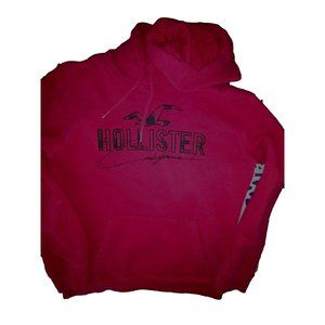 Hollister Red Embroidered Logo Sweatshirt Hoodie Medium Pullover Super Soft